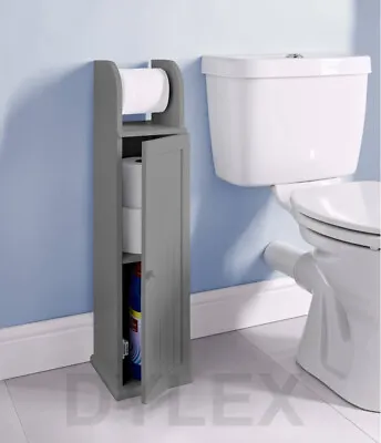 £21.99 • Buy Grey Wood Free Standing Toilet Paper Roll Holder Bathroom Storage Cabinet