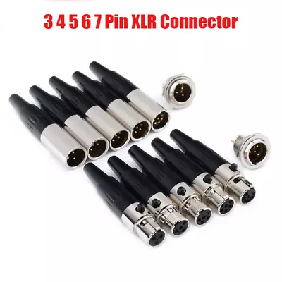 Mini XLR 3P 4P 5P 6P 7Pin Microphone MIC Audio Cable Connector Male Female Plug • £2.39