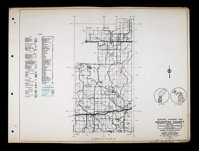 1940 Michigan Highway Map North Houghton County Kenton Sidnaw Alston Nisula MI • $39.99