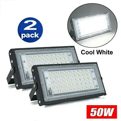 2pcs 50W Led Flood Light AC 220V Outdoor Floodlight Spotlight LED Street Lamp UK • £12.89