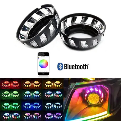 3.0inch H1 Bi Xenon Hid Projector Lens Shrouds RGB App Bluetooth Led Angel Eyes • $49.99
