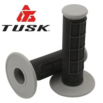 Tusk MX Grips Half Waffle DUAL Compound Black Motorcycle Dirt Bike Dual Sport • $13.99