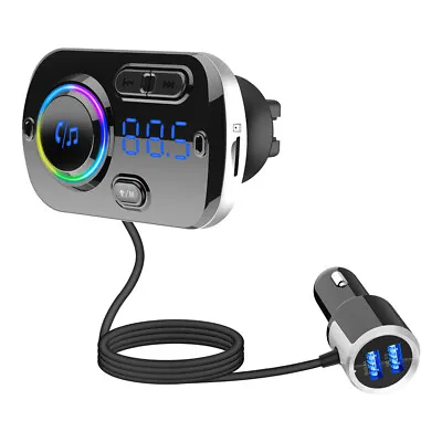 Car Wireless Bluetooth FM Transmitter Kit 2 USB Charger MP3 Player AUX Handsfree • £10.99