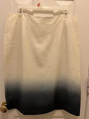 J.Crew Women's NWT Off-white Fade To Deep Blue Color 100% Linen Skirt Size 12 • $16
