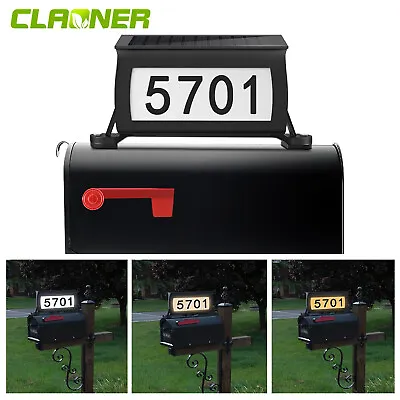 CLAONER Solar Address Sign Mailbox House Number Plaque Double Side 3 Light Color • $27.99