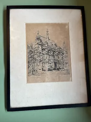 Wallace Hester Signed Framed Line Drawing Print City Of London School Vintage • £45