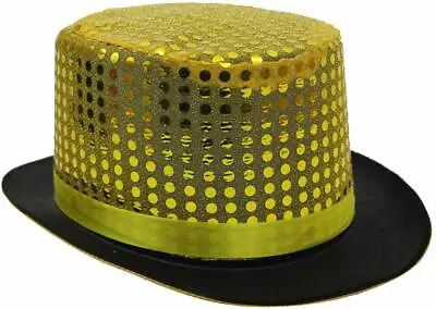 Gold Sequin Top Hat Fancy Dress Cabaret Victorian Ringmaster Tophat Topper Hat • £7.99