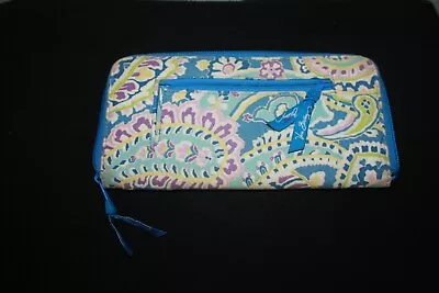 Vera Bradley CAPRI BLUE Retired Travel Organizer Passport Wallet Case Zip Around • $16.99