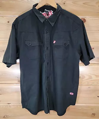 VTG Split Button Down Shirt Men XL Mechanic Y2K Skater Black Fade Distress • $17.99