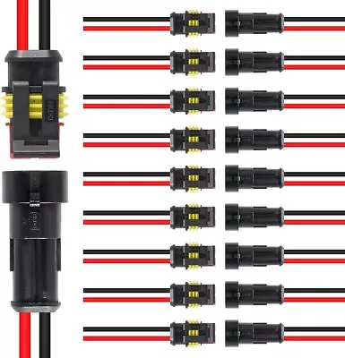 10 Pack 2 Pin Wire Connector 16 AWG Waterproof Automotive Electrical Connectors  • $10.21