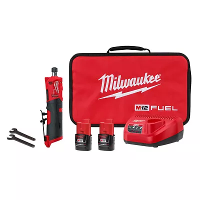 Milwaukee Grinder Kit 1/4 Inch Straight Die Cordless Red Power Tool 12 Volt New • $270.07