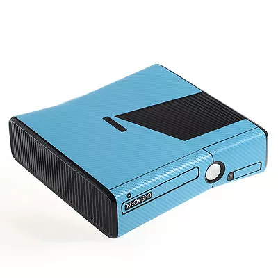 Textured Light Blue Carbon Fibre Effect  XBOX 360 Slim Decal Skin Sticker  Wrap  • $14.93