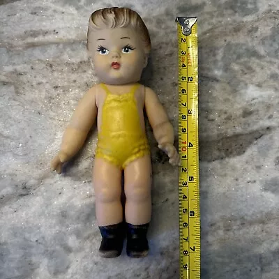 7in Vintage Rubber Doll In Yellow Swimsuit • $5.50