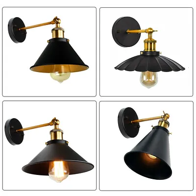 Vintage Retro Industrial Wall Lamp Shade Sconce Metal Light Shade E27 Wall Light • £16.99