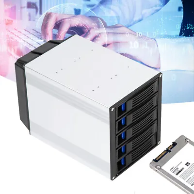 Enclosure HDD Hot Swap Cage 5-Bay 3 X 5.25  Drive Bays 5x SATA 3.5 /2.5 Sas HDD! • $84.55