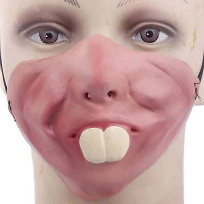 Big Rabbit Teeth Mask Funny Half Face Buck Teeth Costume Bunny Accessory Latex • £5.89