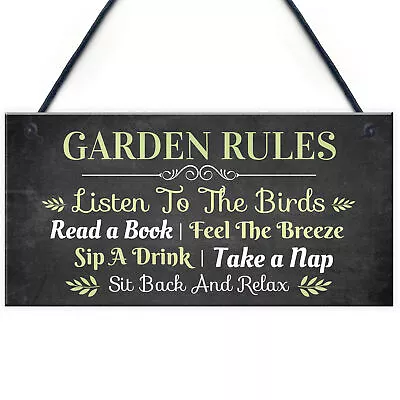 Garden Rules Hanging Sign Home Decor Garden Shed Summer House Outside Plaque • £3.99