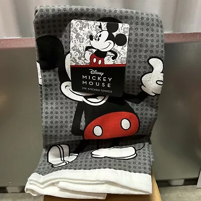 Disney Mickey Mouse 2 Pack Kitchen Towels 16x26 100% Cotton Gray • $9.99