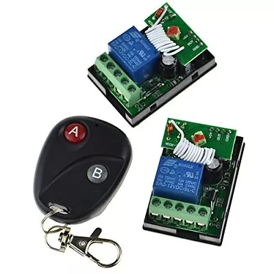 12v 10a One Channel Relay Rf Wireless Remote Control 2 Receivers Momentary Switc • $24.14
