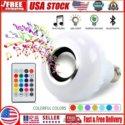 Wireless App Bluetooth LED Lights Speaker Bulb RGBW E27 12W Music Playing Remote • $13.66