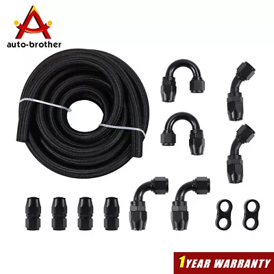 10AN 5/8  20FT Fuel Line Hose Fitting Kit Braided Nylon Stainless Steel Oil Gas • $44.97