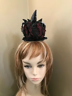 Elope Red Black Brocade GOTHIC QUEEN Mini Crown Costume Hat Steampunk Accessory • $9.99