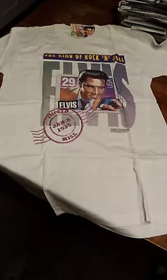 Vintage 1992 Elvis Presley Stamp Shirt Mens Large Post Card Deadstock • $24.99