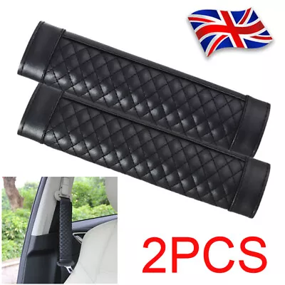 2x Leather Car Seat Belt Cover Pads Safety Shoulder Cushion Covers Strap Pad UK • £4.49