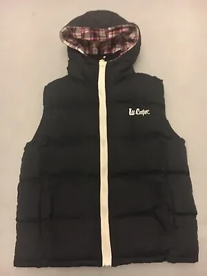 £14 • Buy LEE COOPER, Navy-Double Zip Front-Quilted-Pockets-Hooded-Gilet. 10, Worn Once