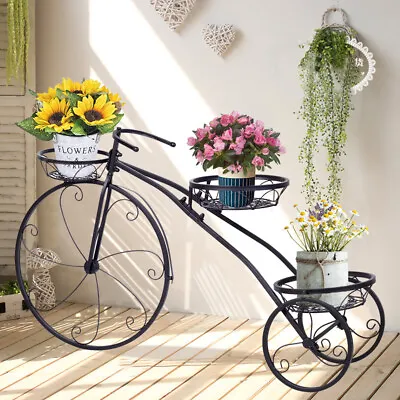 $42.95 • Buy Heavy Duty Tall Tricycle Plant Stand Flower Pot Cart Holder Indoor Outdoor Patio