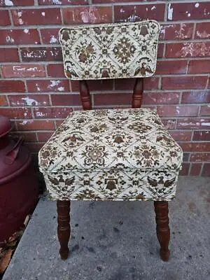 Vintage MASLAND DURAN Sewing Chair With Storage Gold Eagle Brown & Tan #3 • $103.99