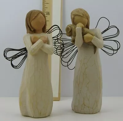 Pair Willow Tree Sign For Love Angel Of Friendship Figurine Artist Susan Lordi  • $24.99