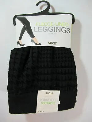 $14.99 • Buy NWT Mixit Seamless Black Fleece Lined Leggings Women L Houndstooth