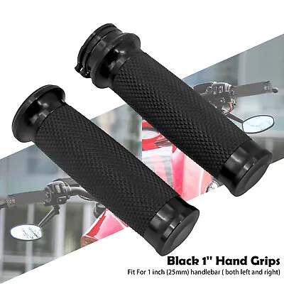 1  Black 25mm Handle Bar Hand Grips For Harley Touring Sportster Dyna Softail • $12.99