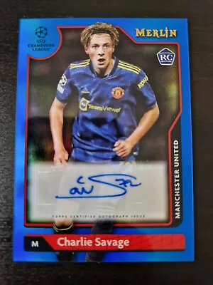 Charlie Savage 2021-22 Topps Merlin Collection UCL Soccer RC Autograph Card /75 • £8