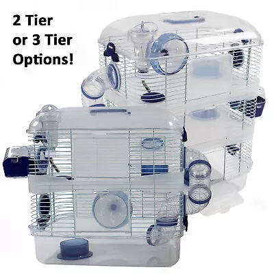 Large Hamster Gerbil Mouse Small Pet Cage Transparent Clear 2 Or 3 Storey Levels • £34.99