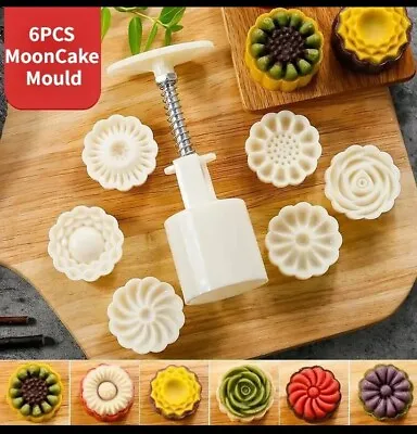 6pcs Round Flower Leaf Moon Cake Mold Mooncake Mould DIY Cake Baking Tools US • $10.99