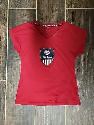 Adidas Women Red Active USA Volleyball T-Shirt Small • $12.75