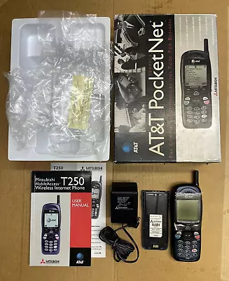 NEW NEVER USED! MITSUBISHI T250 CELLULAR Cell PHONE AT&T PocketNet VINTAGE • $99