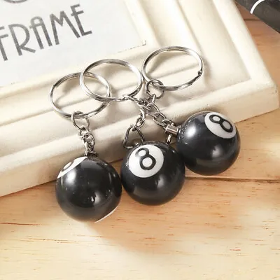  Black Number 8 Key Ring Chain Billiard Ball Keychain Pool Table Snooker Lucky • $4.69