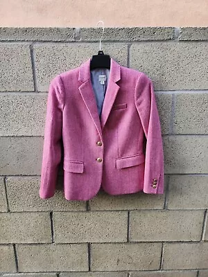 J.Crew Patterned Schoolboy Blazer Wool Blend Pink Women's Size 0 • $87