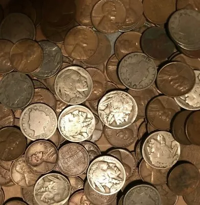 Coin Grab Bag Of Old U.s. Wheat Cents Buffalo Nickels And V Nickels • $6.99