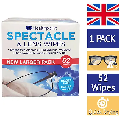 £0.99 • Buy Healthpoint Spectacle Lens Cleaning Wipes Glasses Sunglasses Smear Free
