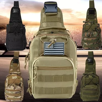 Outdoor Military Sling Bag Tactical MOLLE Crossbody Pack Chest Shoulder Backpack • $10.99