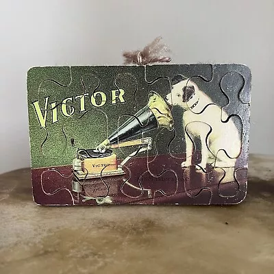 Vintage Victor Phonograph With Dog Wooden Puzzle Antique Primitive (B1) • $18