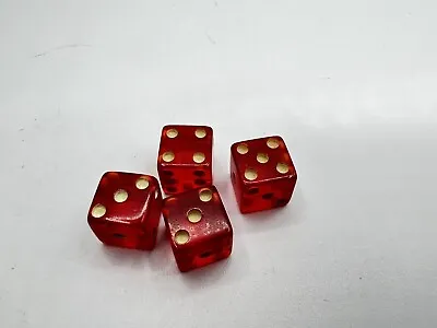 Vintage/Classic/Throwback Red Lucite Dice 4 Red Dice 1/2  Vibrant • $14.99