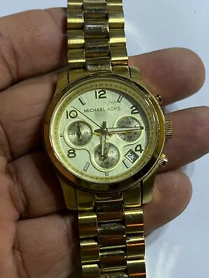 Ladies Gold Tone Michael Kors MK-5055 Chronograph Analog Watch • $37.18