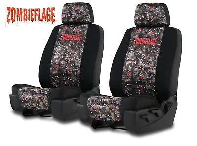 NEOPRENE ZOMBIE CAMO SEAT COVERS For 2008-2013 Chevy Silverado Bucket Seats • $45