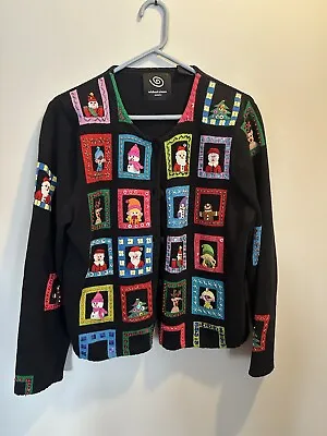 Michael Simon Events Vintage Window Christmas Cardigan Sweater (Size L) • $65