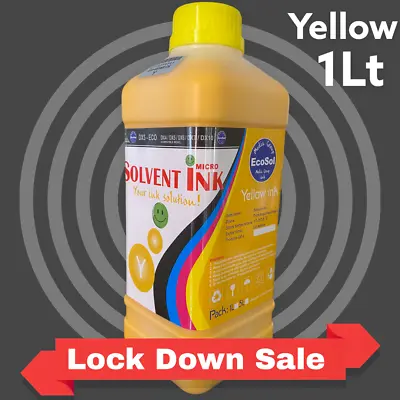 $79.99 • Buy 1Lt Eco Solvent YELLOW Ink For Roland, Mutoh, Mimaki, Agfa SOLJET Wide Printers 